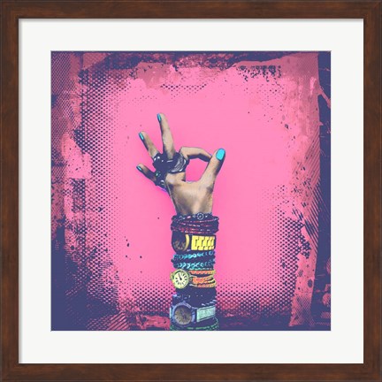 Framed OK! Grunge Halftone Pink Print