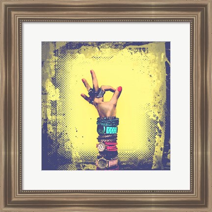 Framed OK! Grunge Halftone Yellow Print