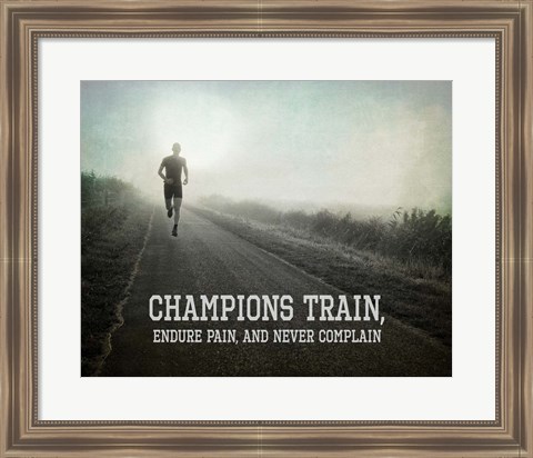 Framed Champions Train Man Black and White Print