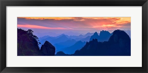 Framed Sanqing Mountain Sunset Print