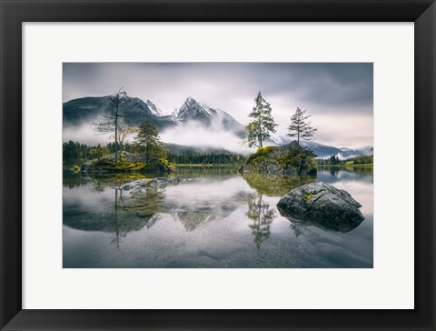 Framed Rainy Morning At Hintersee (Bavaria) Print