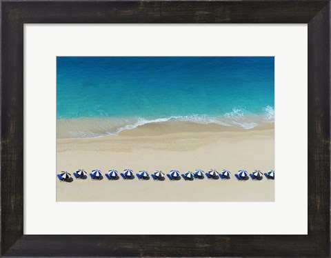 Framed Row of Beach Umbrellas Print