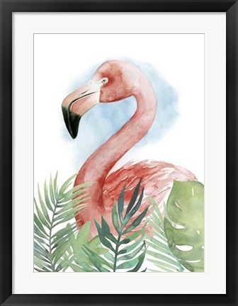 Framed Watercolor Flamingo Composition II Print