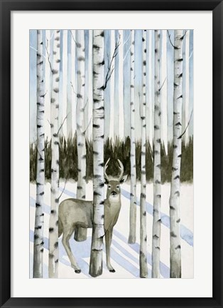 Framed Deer in Snowfall I Print