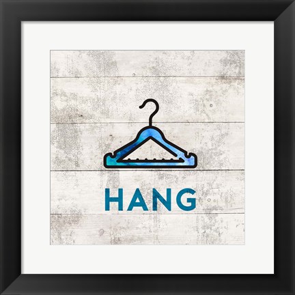 Framed Laundry Sign White Wood Background - Hang Print