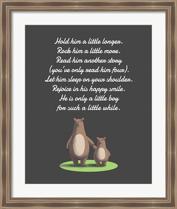 Framed Hold Him A Little Longer Bear And Cub Gray Print