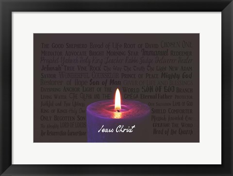 Framed Names of Jesus Purple Candle Print