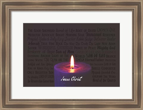 Framed Names of Jesus Purple Candle Print