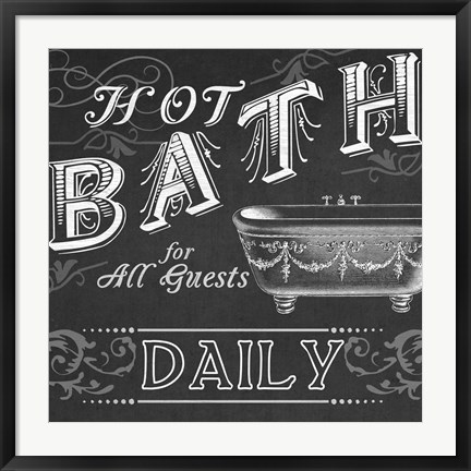 Framed Chalkboard Bath Signs II Print