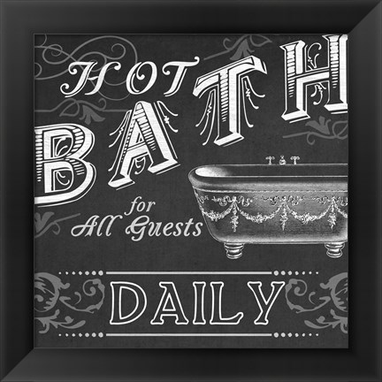 Framed Chalkboard Bath Signs II Print