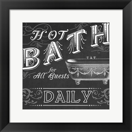 Framed Chalkboard Bath Signs II Print