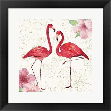 Framed Tropical Fun Bird IV with Gold Print