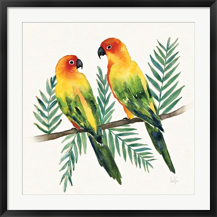 Framed Tropical Fun Bird III Leaves Print