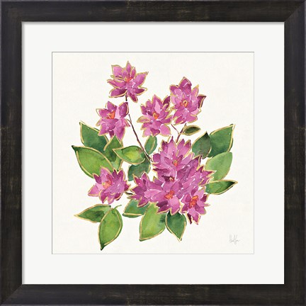 Framed Tropical Fun Flowers IV with Gold Print