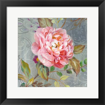 Framed Peonies and Paisley II Print