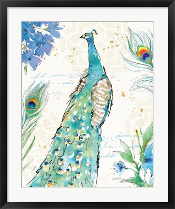 Framed Peacock Garden I Print