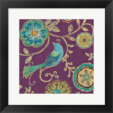 Framed Bohemian Wings VII Aubergine Print