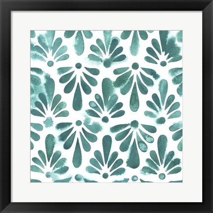 Framed Aquamarine Motif I Print