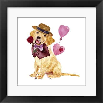 Framed Valentine Puppy V Print