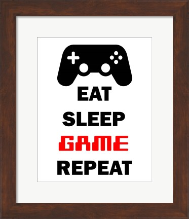 Framed Eat Sleep Game Repeat  - White Print