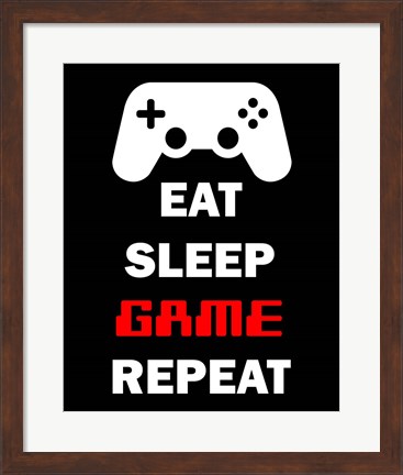 Framed Eat Sleep Game Repeat  - Black Print