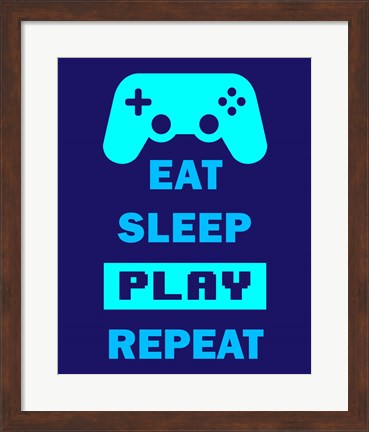 Framed Eat Sleep Game Repeat  - Blue Print