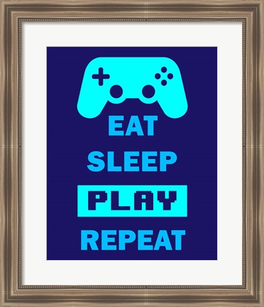 Framed Eat Sleep Game Repeat  - Blue Print