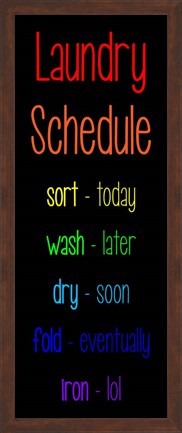 Framed Laundry Schedule  - Rainbow Print