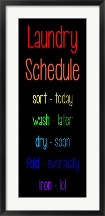 Framed Laundry Schedule  - Rainbow Print