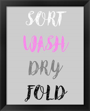Framed Sort Wash Dry Fold  - Gray and Pink Print