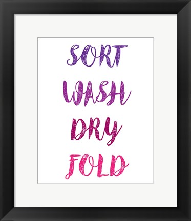 Framed Sort Wash Dry Fold  - White and Purple Print