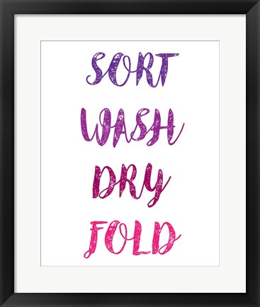 Framed Sort Wash Dry Fold  - White and Purple Print