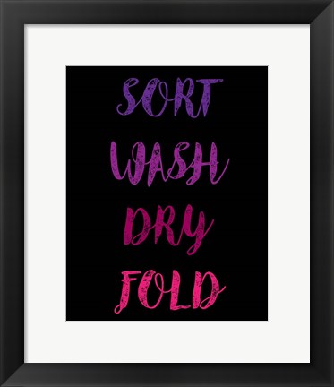 Framed Sort Wash Dry Fold  - Black and Purple Print