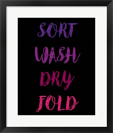 Framed Sort Wash Dry Fold  - Black and Purple Print