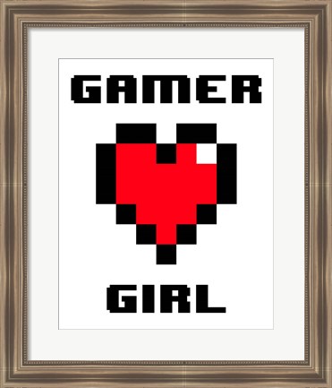 Framed Gamer Girl  - White Print