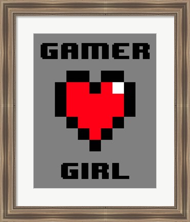 Framed Gamer Girl  - Gray Print