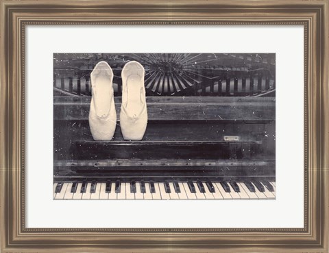 Framed Ballet Shoes And Piano Old Photo Style Dust and Scratches Print