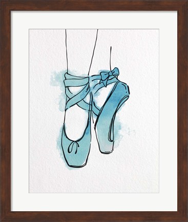 Framed Ballet Shoes En Pointe Blue Watercolor Part III Print