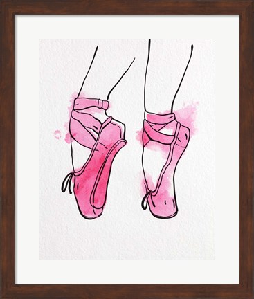 Framed Ballet Shoes En Pointe Pink Watercolor Part I Print