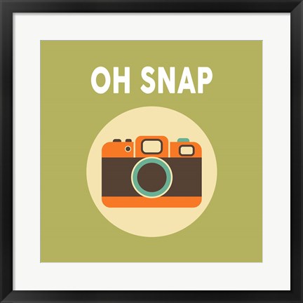 Framed OH SNAP Camera Green Print