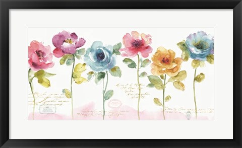 Framed Rainbow Seeds Loose Floral V Print