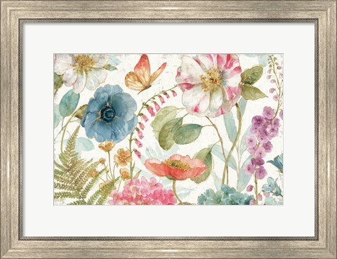 Framed Rainbow Seeds Flowers I on Wood Print