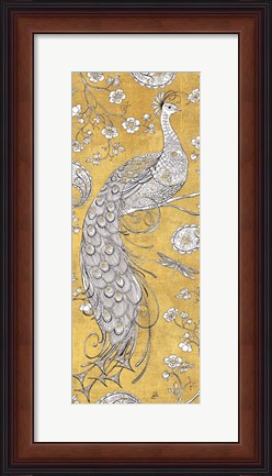 Framed Color my World Ornate Peacock II Gold Print