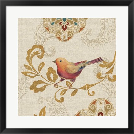 Framed Bird Rainbow Orange Print