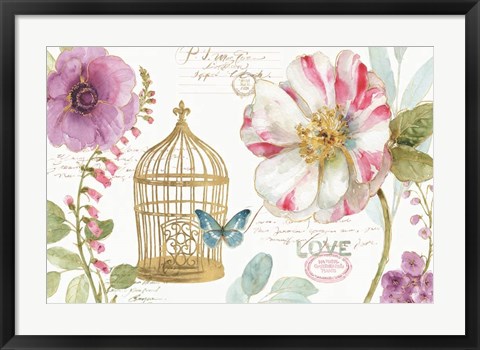 Framed Rainbow Seeds Floral Birdcage I Print