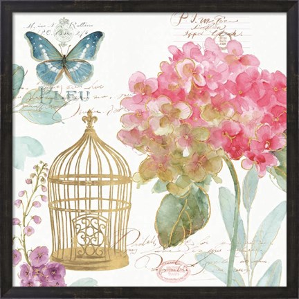 Framed Rainbow Seeds Floral Birdcage II Print