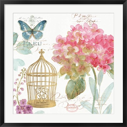 Framed Rainbow Seeds Floral Birdcage II Print