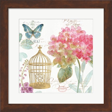 Framed Rainbow Seeds Floral Birdcage II Print