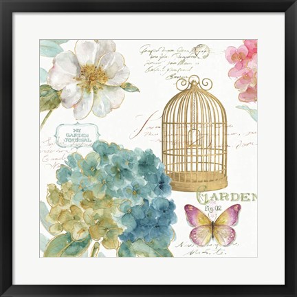 Framed Rainbow Seeds Floral Birdcage III Print