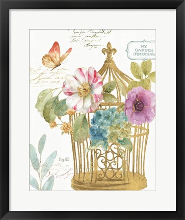 Framed Rainbow Seeds Romantic Birdcage I Print